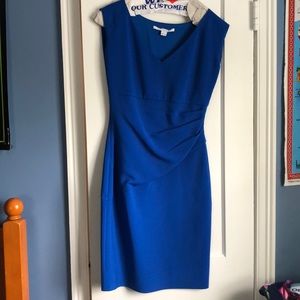 Bright blue Diane Von Furstenberg cocktail dress. Perfect for day to night.